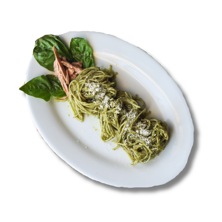 Almond Basil Pesto Pasta w Cherry Tomatoes